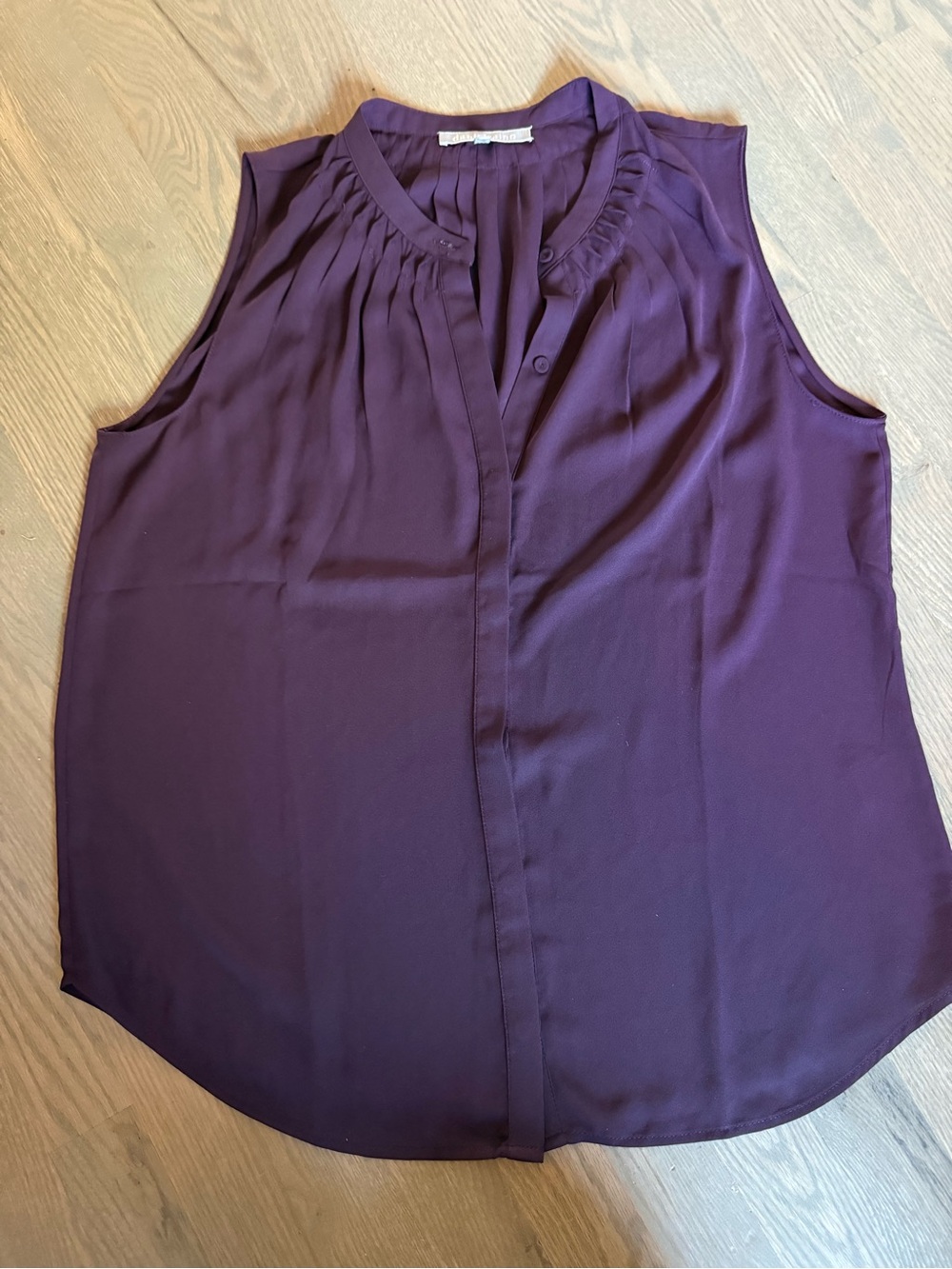 Daniel Rainn Sleeveless Pleated V-Neck Camisole in Plum